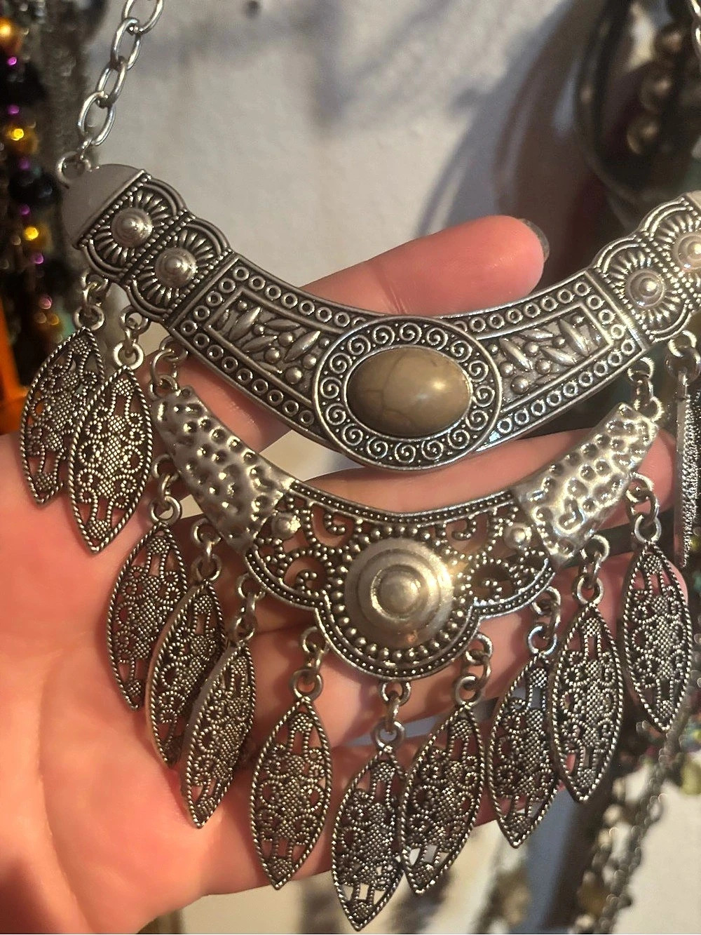 Silver-Tone Statement Pendant Necklace - Picture 2 of 3